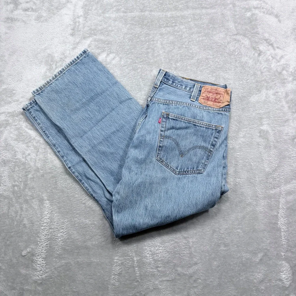 Levi's 501XX Jeans Mens 40x30 Light Wash Blue Straight Leg Button‎ Fly Cotton